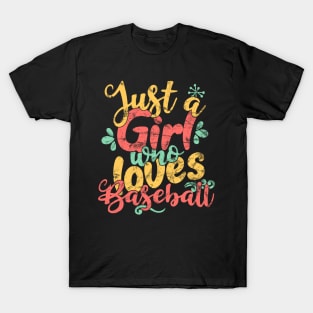 Just A Girl Who Loves Baseball Gift print T-Shirt